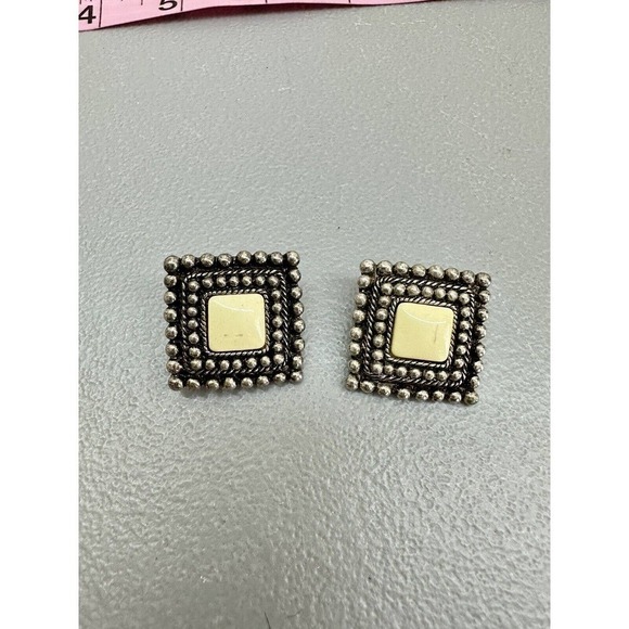 Clip On‎ Earrings Statement Gold Tone With Stone - Picture 1 of 5